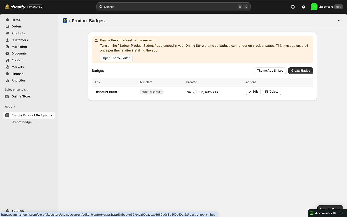 Enable the app embed