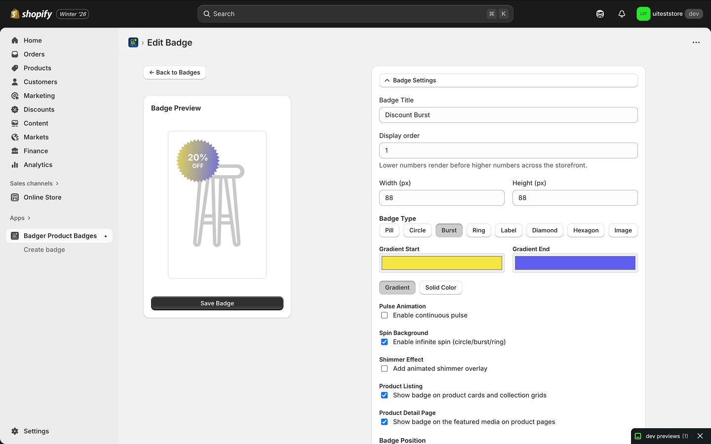 Customize the badge design