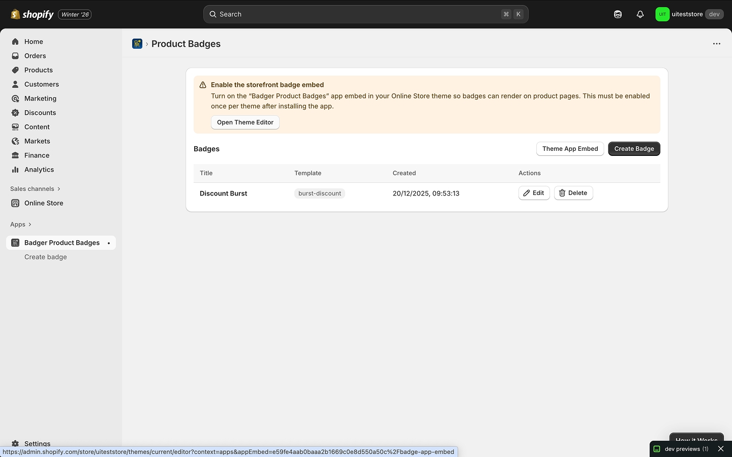 Enable the app embed