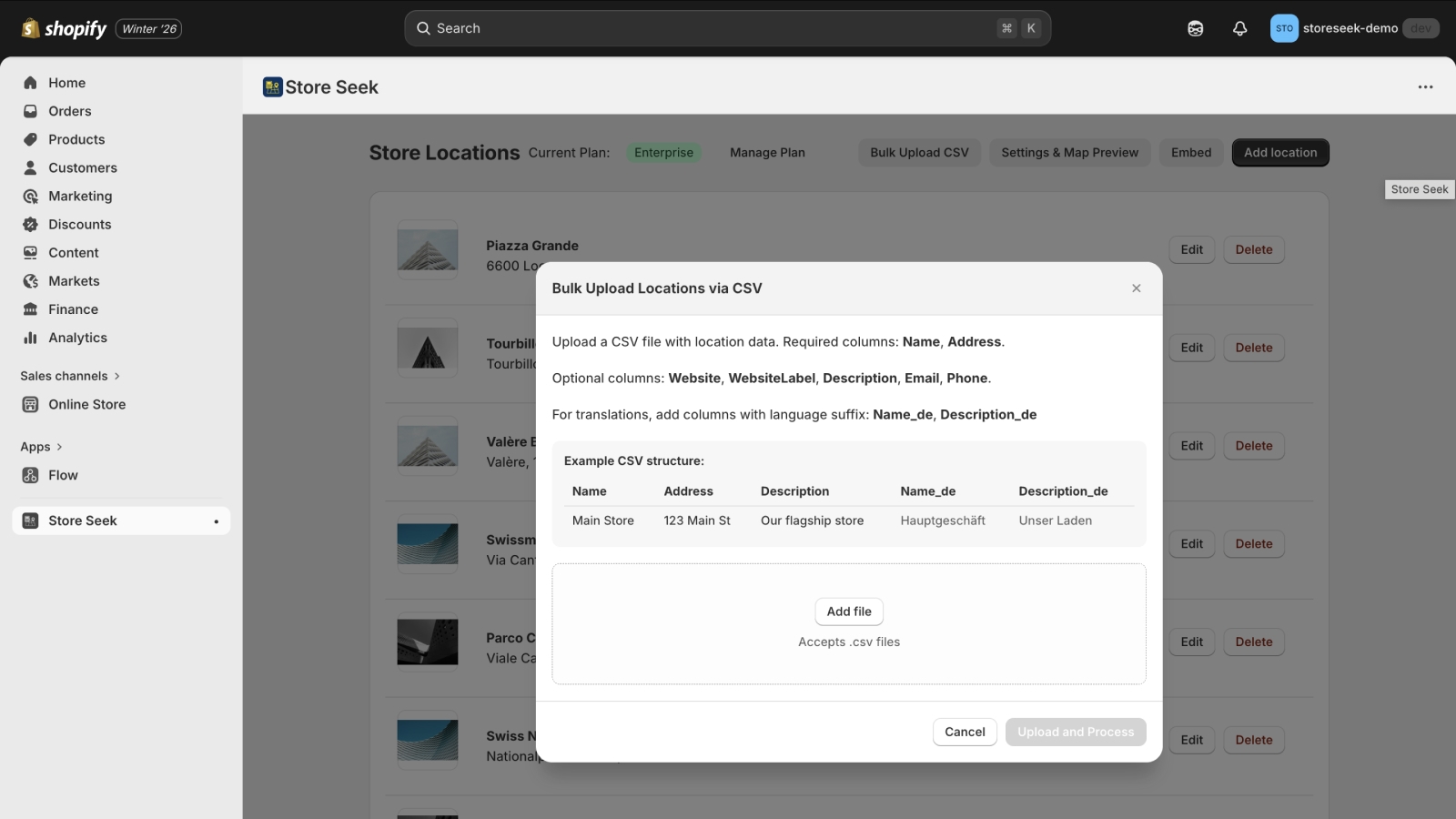 Multilingual Store Location Bulk Upload